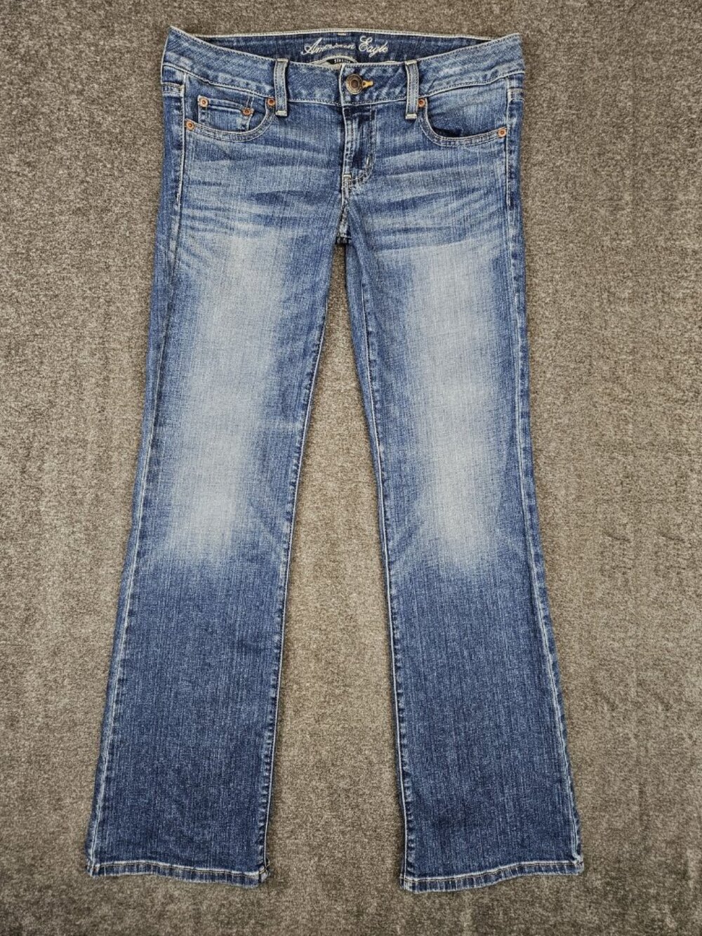 Y2K American Eagle Favorite Boyfriend Medium Blue Stretch Jeans Womens 4 (31x31)